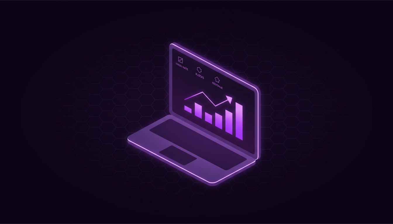 Mining-Statistiken auf dem Bildschirm, POOL BTC