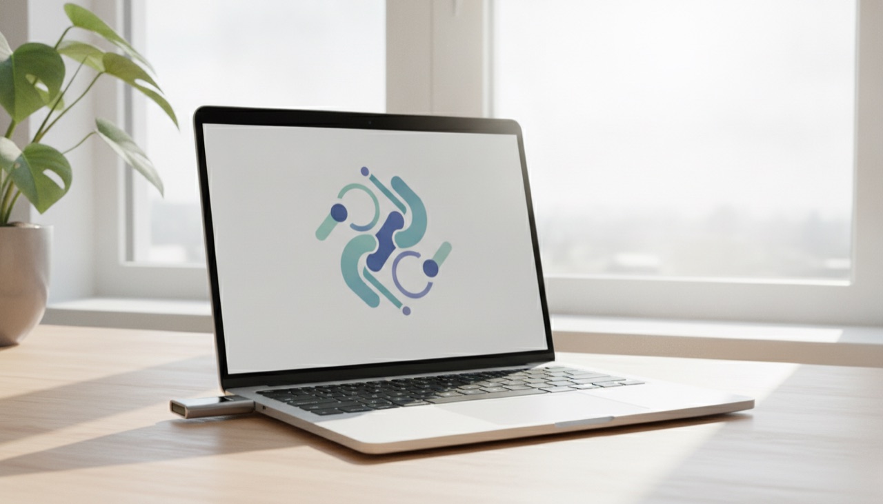 Ein Laptop mit einer Wallet-App an einem Fenster
