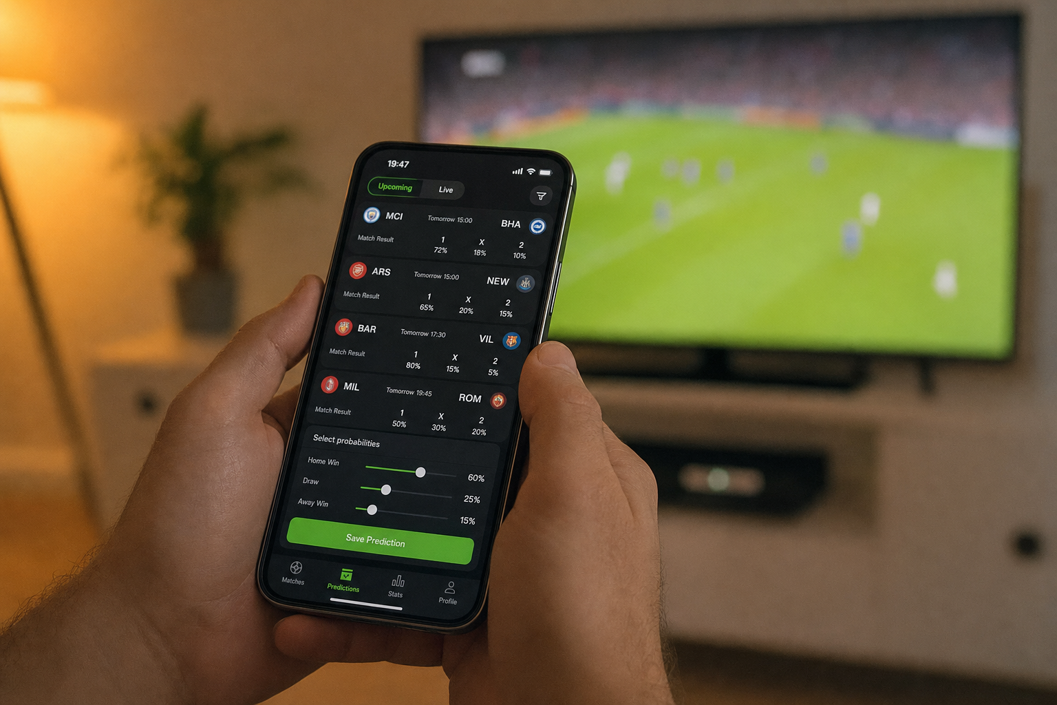 Smartphone mit Prognoseschnittstelle für WM-Spiele 2026 am Vorabend des Turniers – POOL BTC