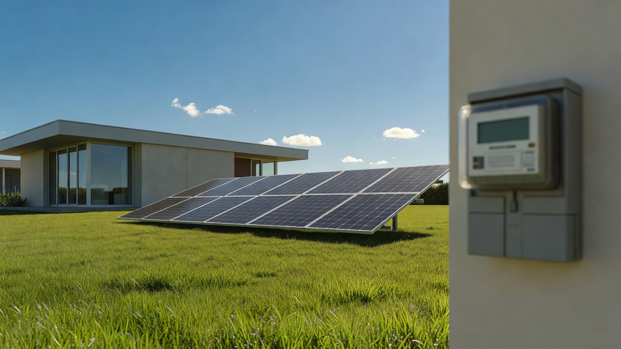 Home solar array and the electricity meter, POOL BTC