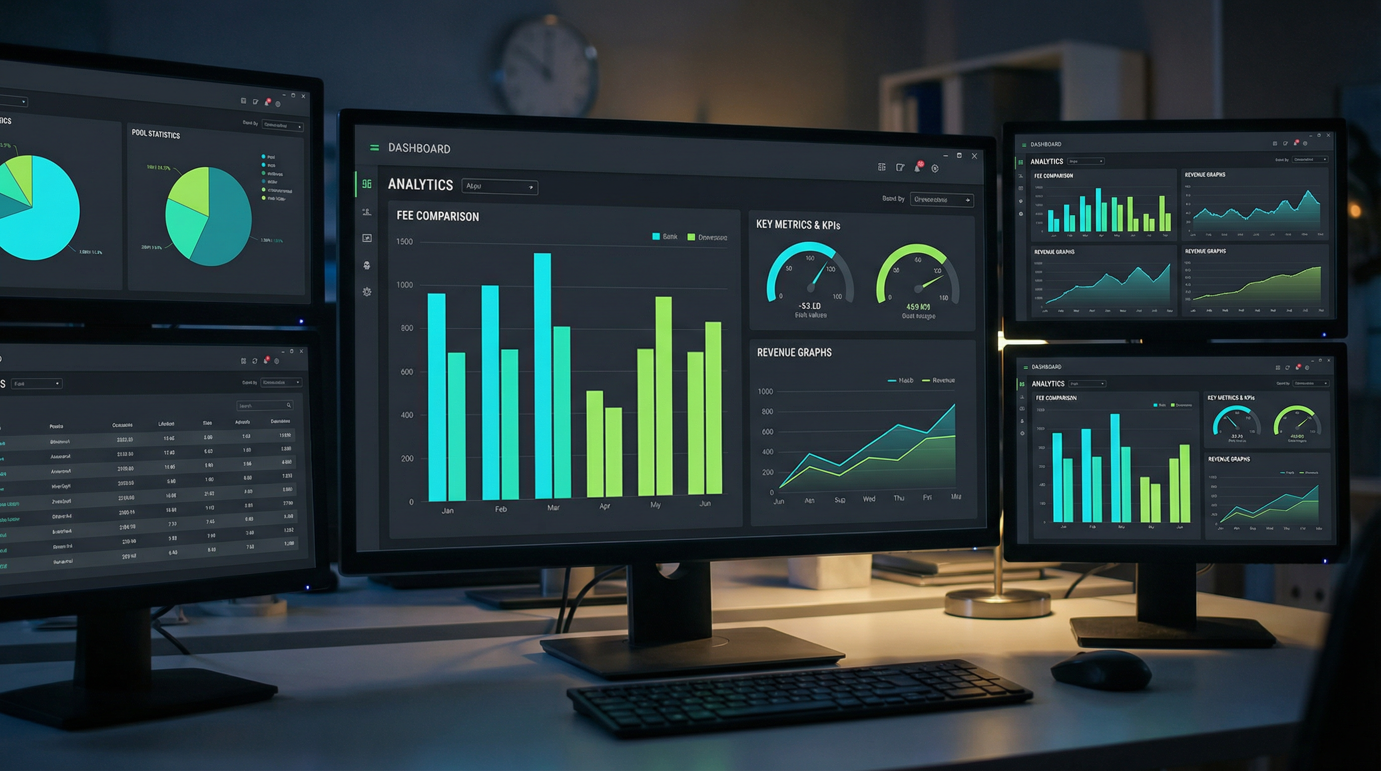 Analytics dashboard with charts and metrics